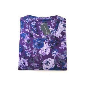 NWT I.N.C. Men's Contemporary Roscoe Floral Graphic T-shirt Deep Purple XXL, XL